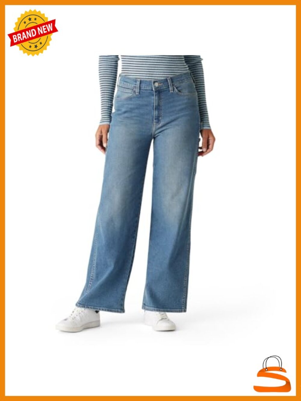 Wide Leg Jean Mid-Rise Stretch Denim Heritage Original
